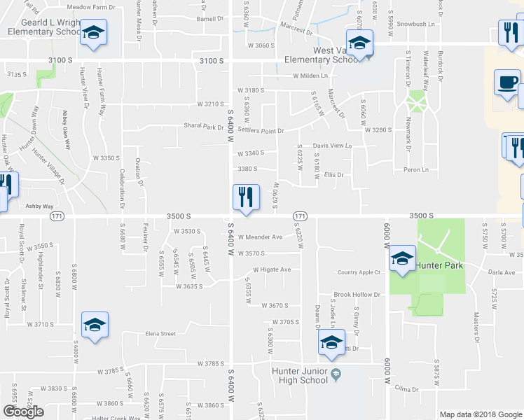 map of restaurants, bars, coffee shops, grocery stores, and more near 6326 West 3500 South in West Valley City
