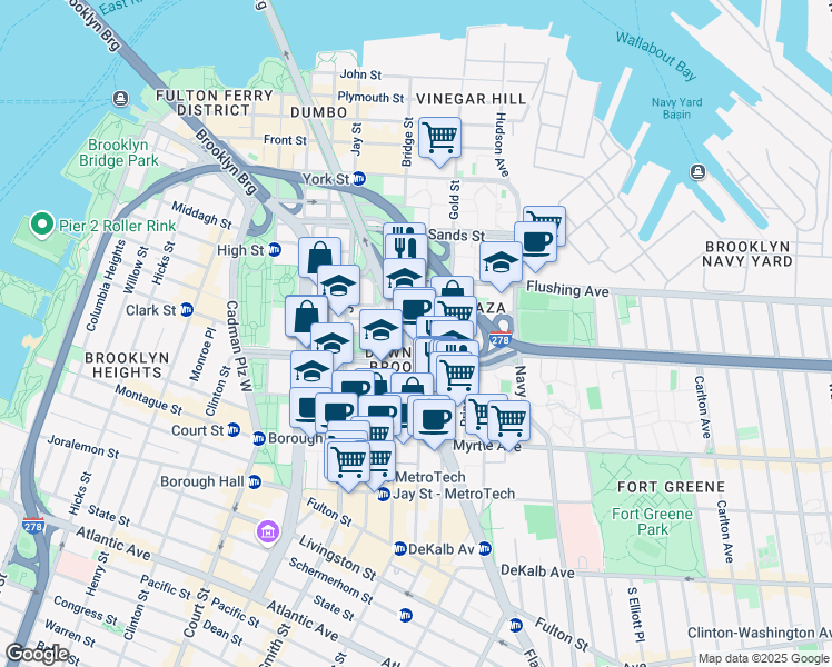 map of restaurants, bars, coffee shops, grocery stores, and more near in Brooklyn