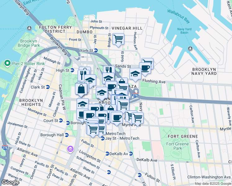 map of restaurants, bars, coffee shops, grocery stores, and more near in Brooklyn