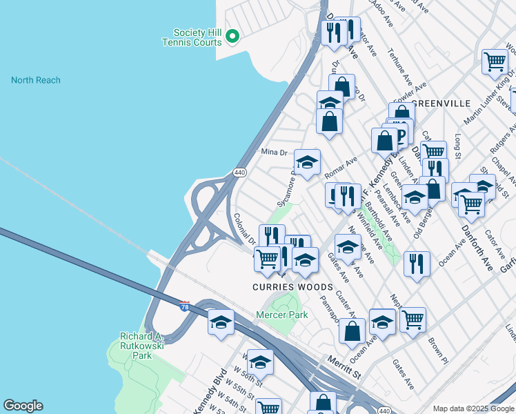 map of restaurants, bars, coffee shops, grocery stores, and more near 29 Briarwood Road in Jersey City