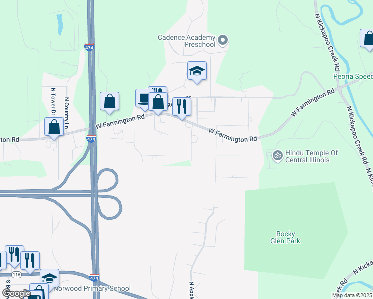 map of restaurants, bars, coffee shops, grocery stores, and more near 4900 West Swords Circle in Peoria