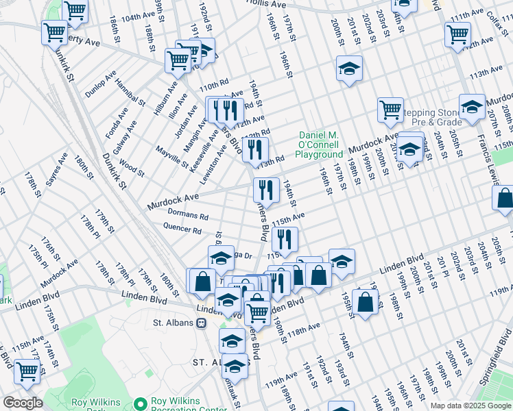map of restaurants, bars, coffee shops, grocery stores, and more near in Queens