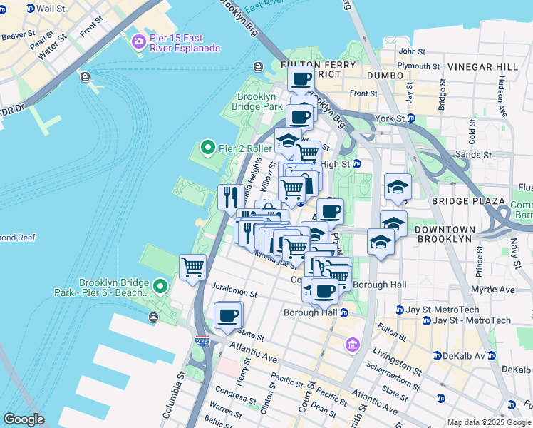 map of restaurants, bars, coffee shops, grocery stores, and more near in Brooklyn