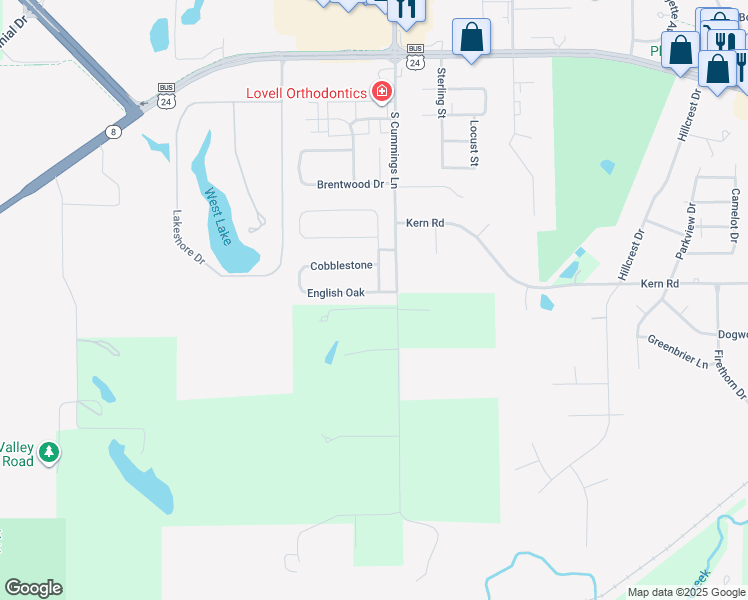 map of restaurants, bars, coffee shops, grocery stores, and more near 706 South Cummings Lane in Washington