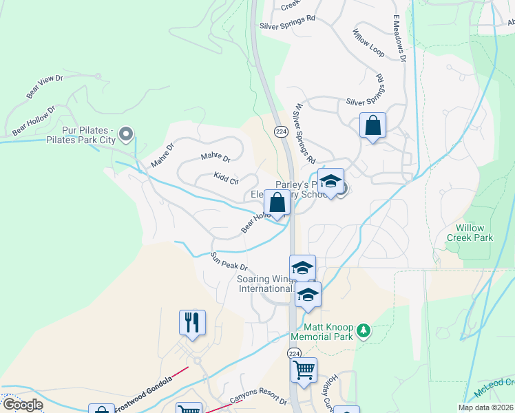 map of restaurants, bars, coffee shops, grocery stores, and more near 1921 Mahre Drive in Park City