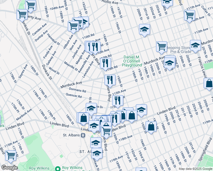 map of restaurants, bars, coffee shops, grocery stores, and more near in Queens