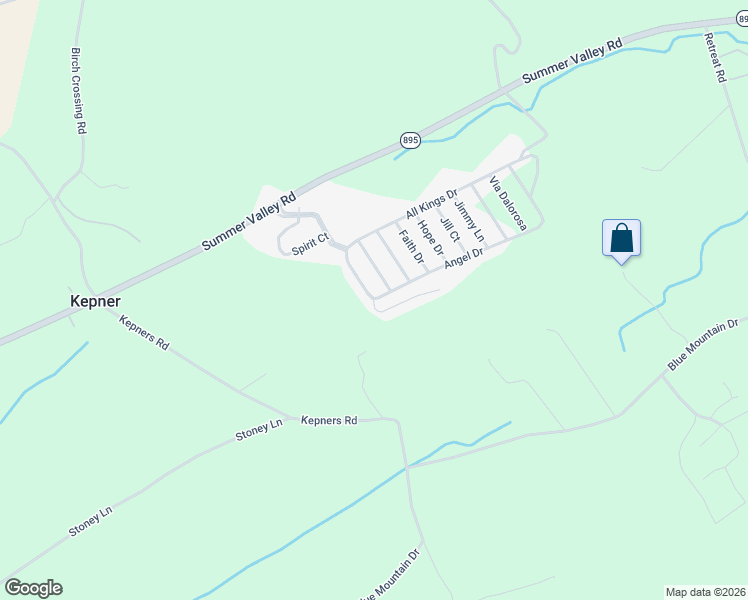 map of restaurants, bars, coffee shops, grocery stores, and more near 43 Revelation Drive in New Ringgold