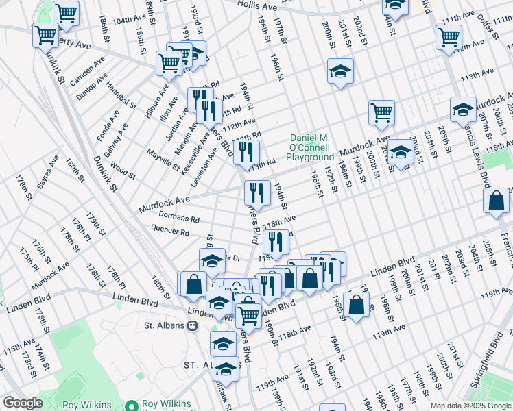 map of restaurants, bars, coffee shops, grocery stores, and more near in Queens