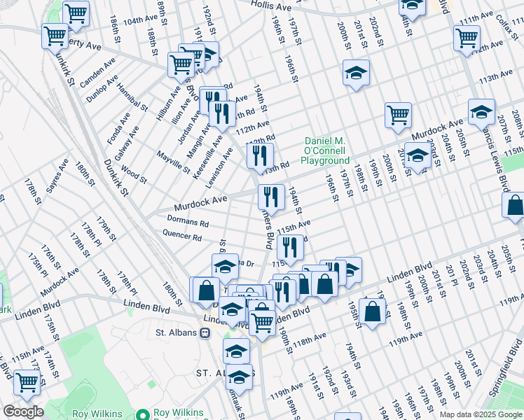 map of restaurants, bars, coffee shops, grocery stores, and more near in Queens