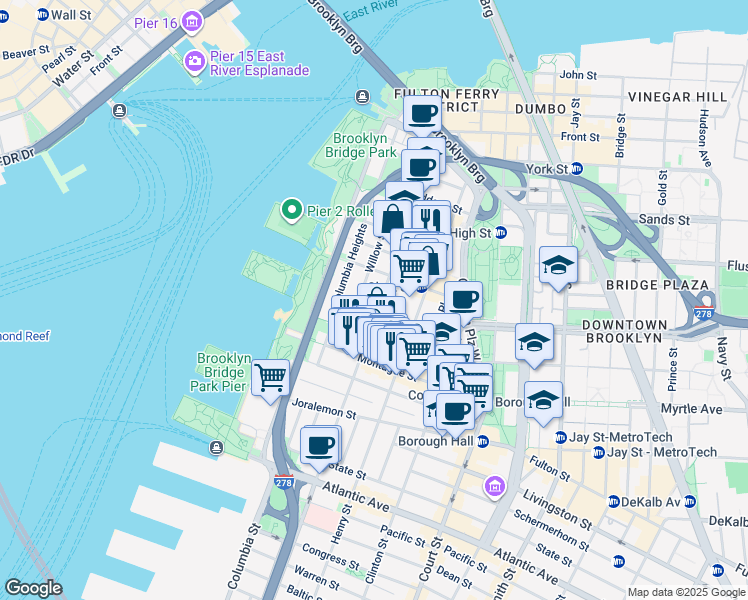 map of restaurants, bars, coffee shops, grocery stores, and more near in Brooklyn
