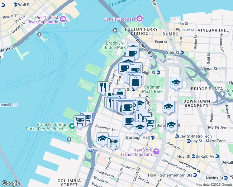 map of restaurants, bars, coffee shops, grocery stores, and more near in Brooklyn