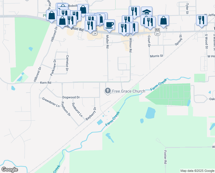 map of restaurants, bars, coffee shops, grocery stores, and more near 614 Amanda Ln in Washington
