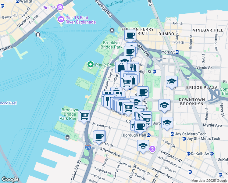 map of restaurants, bars, coffee shops, grocery stores, and more near in Brooklyn
