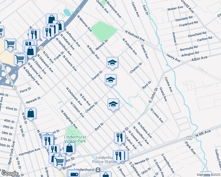map of restaurants, bars, coffee shops, grocery stores, and more near 300 Charles Street in Lindenhurst
