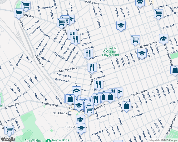 map of restaurants, bars, coffee shops, grocery stores, and more near in Queens