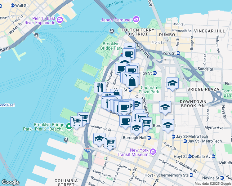 map of restaurants, bars, coffee shops, grocery stores, and more near in Brooklyn