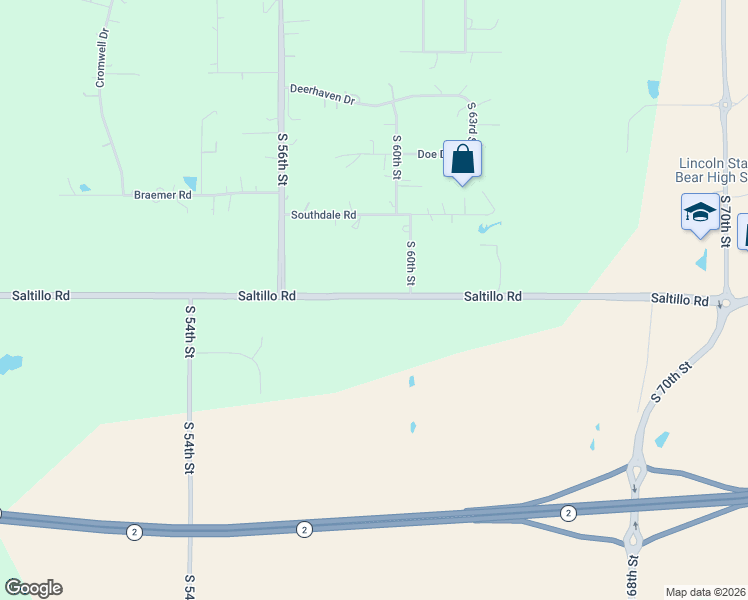map of restaurants, bars, coffee shops, grocery stores, and more near 5805 Saltillo Road in Lincoln