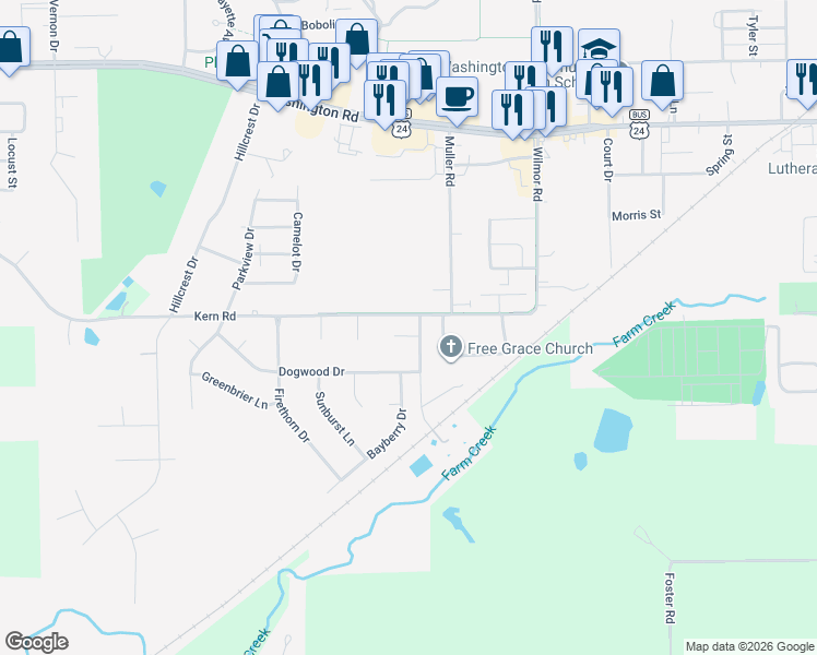 map of restaurants, bars, coffee shops, grocery stores, and more near 8 Heather Court in Washington
