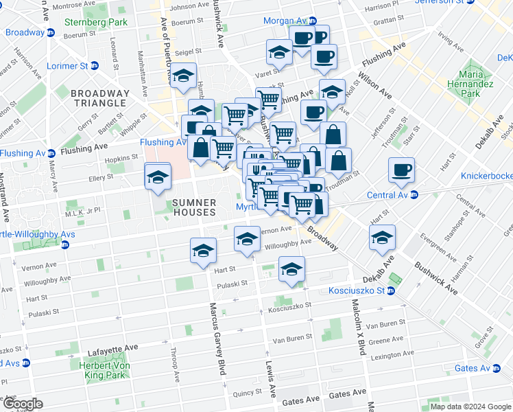 map of restaurants, bars, coffee shops, grocery stores, and more near in Brooklyn