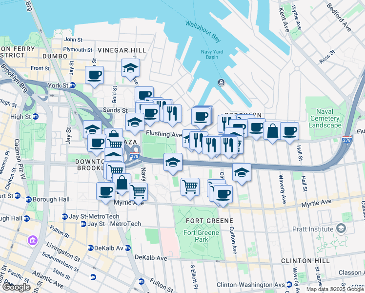 map of restaurants, bars, coffee shops, grocery stores, and more near in Brooklyn