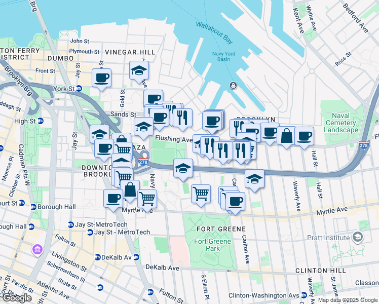 map of restaurants, bars, coffee shops, grocery stores, and more near in Brooklyn