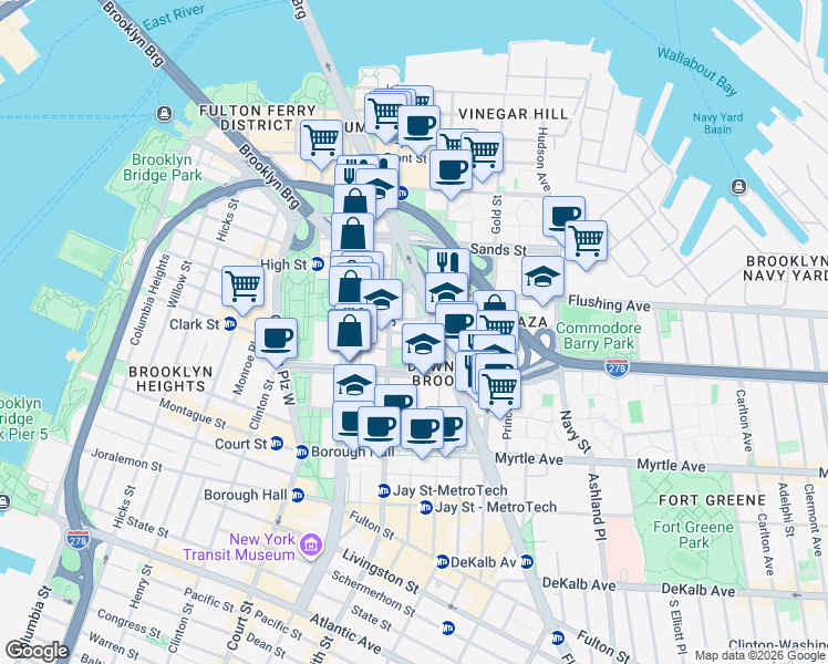 map of restaurants, bars, coffee shops, grocery stores, and more near in New York