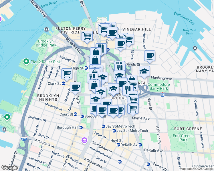 map of restaurants, bars, coffee shops, grocery stores, and more near in New York