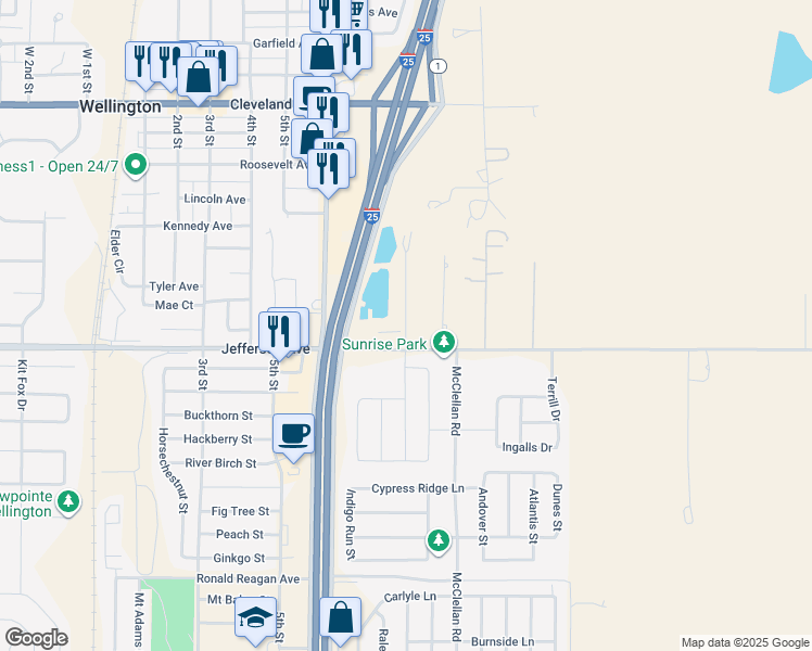 map of restaurants, bars, coffee shops, grocery stores, and more near 7544 Little Fox Lane in Wellington