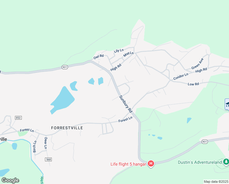 map of restaurants, bars, coffee shops, grocery stores, and more near 949 Sunbury Road in Pottsville