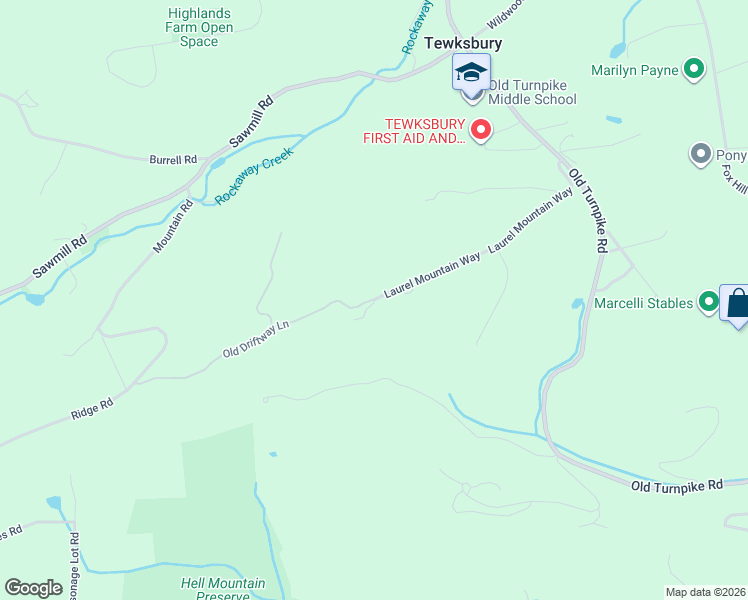 map of restaurants, bars, coffee shops, grocery stores, and more near 61-99 Laurel Mountain Way in Tewksbury