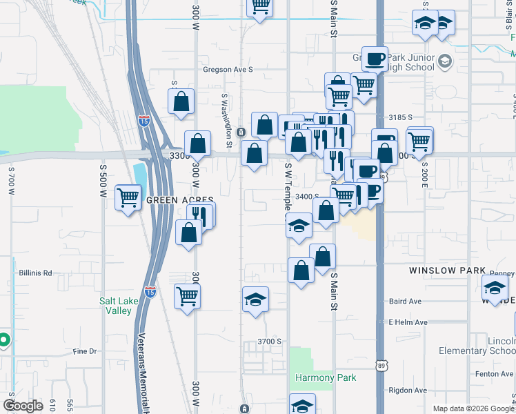 map of restaurants, bars, coffee shops, grocery stores, and more near 149 West Silver Avenue in South Salt Lake