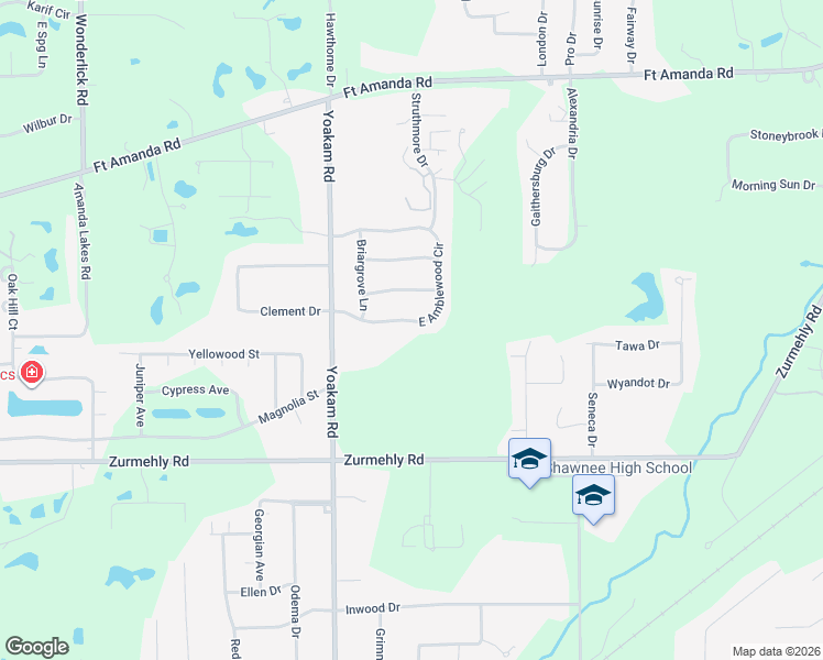 map of restaurants, bars, coffee shops, grocery stores, and more near 3658 South Amblewood Circle in Lima