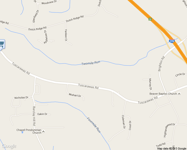 map of restaurants, bars, coffee shops, grocery stores, and more near 3400 Tuscarawas Road in Beaver