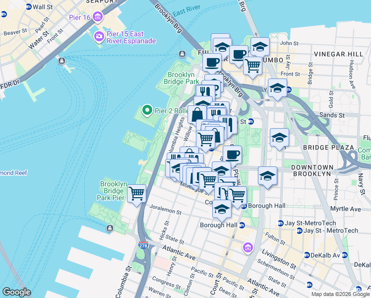 map of restaurants, bars, coffee shops, grocery stores, and more near in Brooklyn