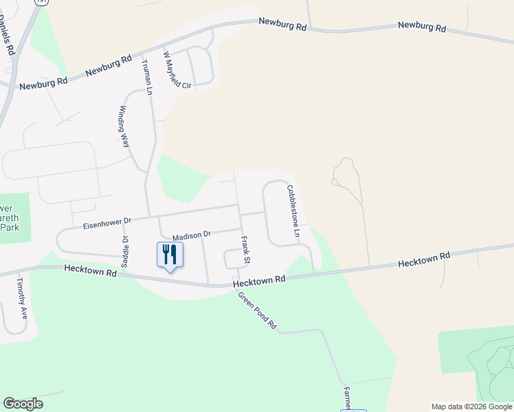 map of restaurants, bars, coffee shops, grocery stores, and more near 268 Cobblestone Lane in Bethlehem