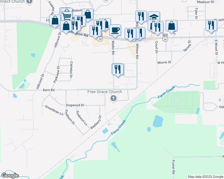 map of restaurants, bars, coffee shops, grocery stores, and more near 318 Muller Road in Washington
