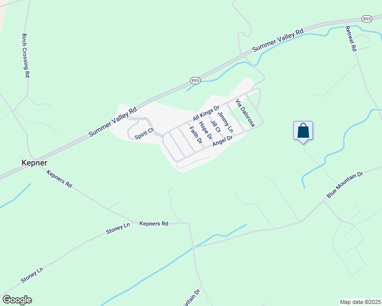 map of restaurants, bars, coffee shops, grocery stores, and more near 158 Angel Drive in New Ringgold