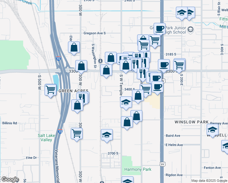 map of restaurants, bars, coffee shops, grocery stores, and more near 138 Carrick Drive in South Salt Lake