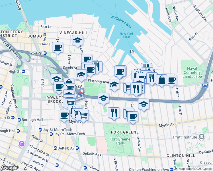 map of restaurants, bars, coffee shops, grocery stores, and more near in Brooklyn