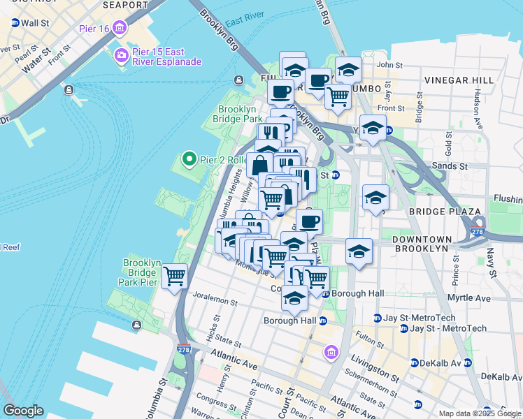 map of restaurants, bars, coffee shops, grocery stores, and more near in Brooklyn