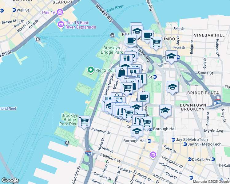 map of restaurants, bars, coffee shops, grocery stores, and more near in Brooklyn