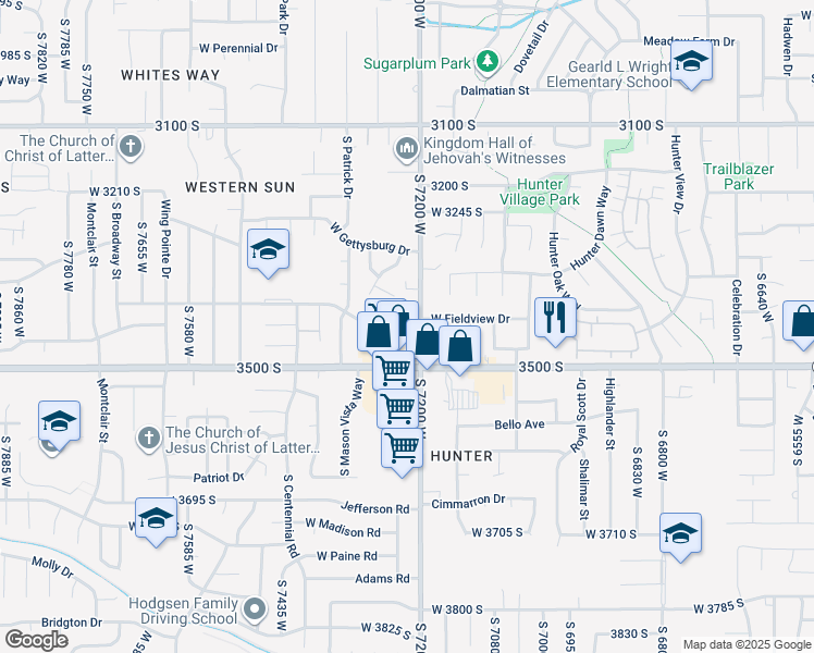 map of restaurants, bars, coffee shops, grocery stores, and more near 7223 West Gardenia Avenue in Magna