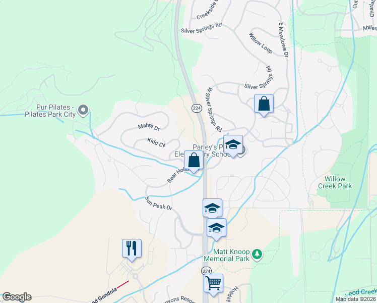 map of restaurants, bars, coffee shops, grocery stores, and more near 1970 Kidd Circle in Park City