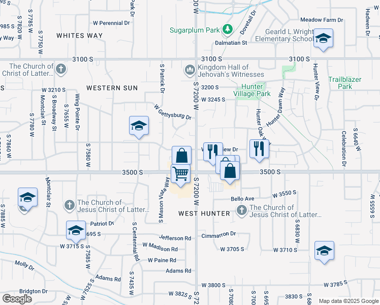 map of restaurants, bars, coffee shops, grocery stores, and more near 7223 West Gardenia Avenue in Magna