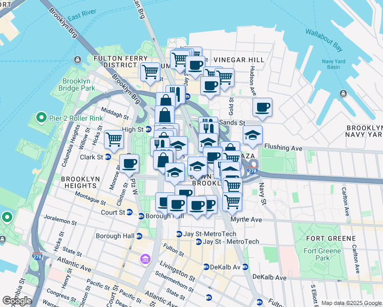 map of restaurants, bars, coffee shops, grocery stores, and more near in New York