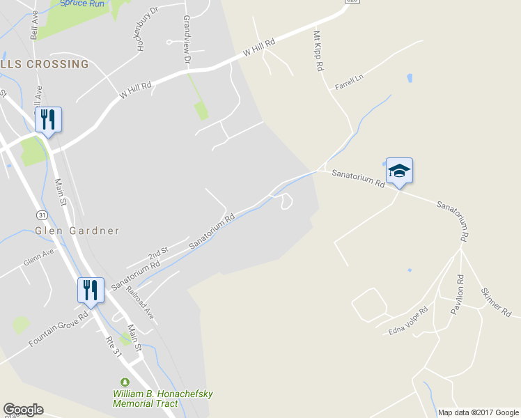 map of restaurants, bars, coffee shops, grocery stores, and more near 57 Sanatorium Road in Glen Gardner