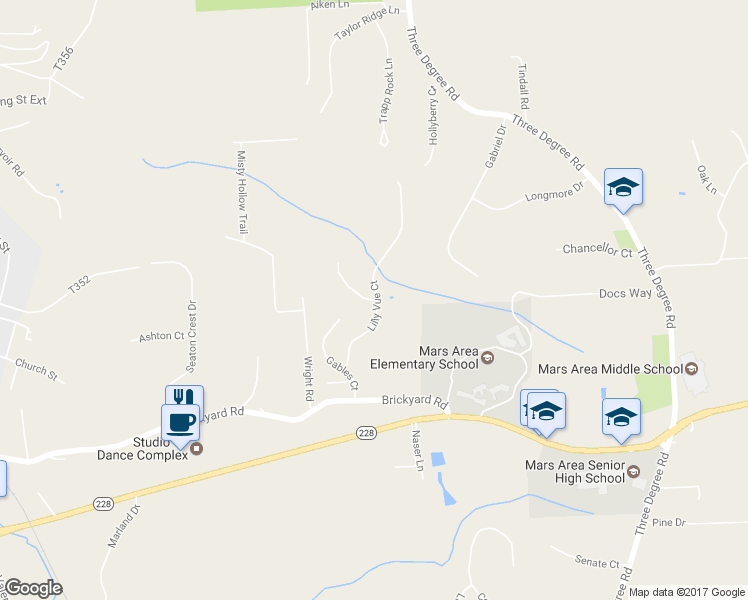 map of restaurants, bars, coffee shops, grocery stores, and more near 3011 Edelweiss Court in Mars