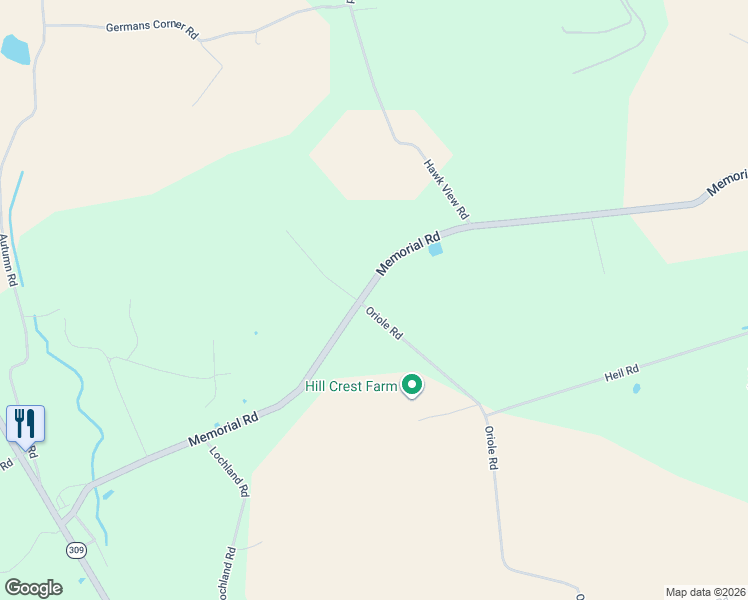 map of restaurants, bars, coffee shops, grocery stores, and more near 6594 Memorial Road in Germansville