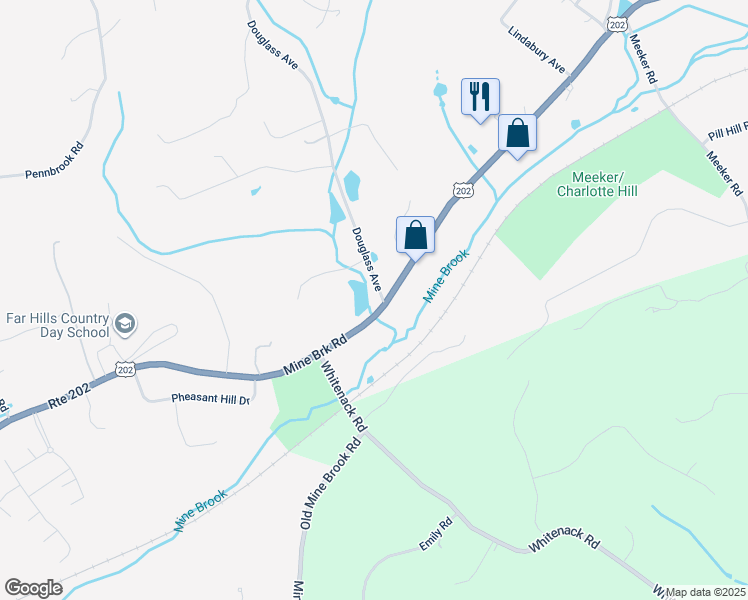 map of restaurants, bars, coffee shops, grocery stores, and more near 553 Mine Brook Road in Bernardsville