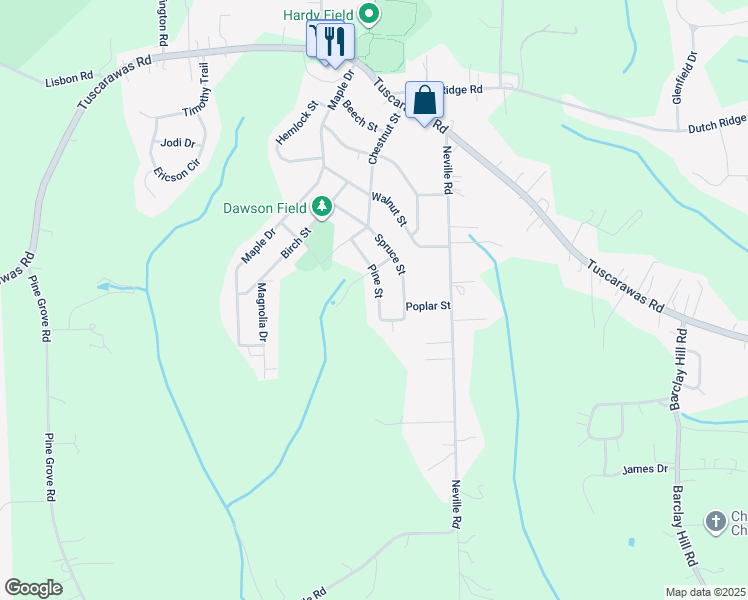 map of restaurants, bars, coffee shops, grocery stores, and more near 322 Pine Street in Beaver